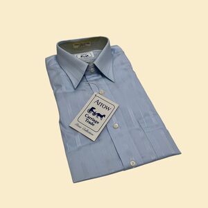 NOS vintage 80s blue dress shirt by Arrow Carriage Trade, striped button down